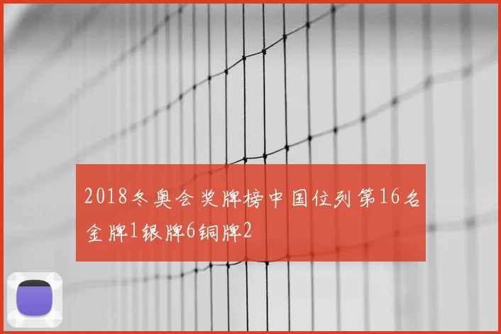 2018冬奥会奖牌榜中国位列第16名金牌1银牌6铜牌2